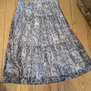 Nina Leonard Gray Snake Print Maxi Skirt